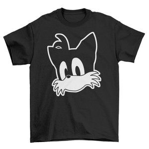 NEW Tails Fox Face Head Sonic T-Shirt BLACK